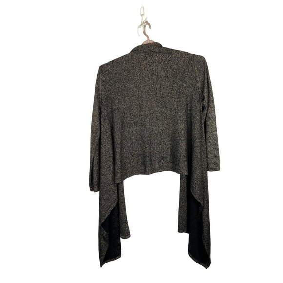 Womens M/L Gold Black Metallic Witchy Cozy Knit Open Front Cardigan Sweater VTG - Picture 2 of 13
